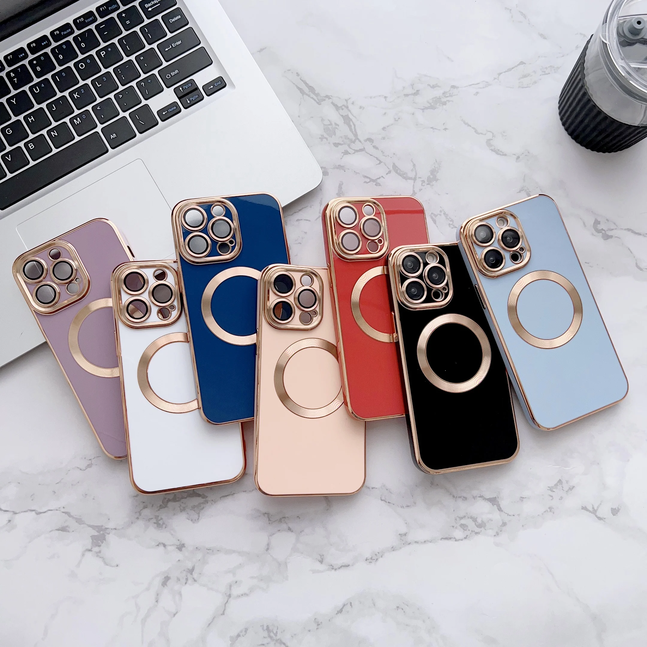 Luxury Plating Magnetic Wireless Charging Soft Phone Case for iPhone 12 13 14 Pro Max Magsafes Magnet Back Cover