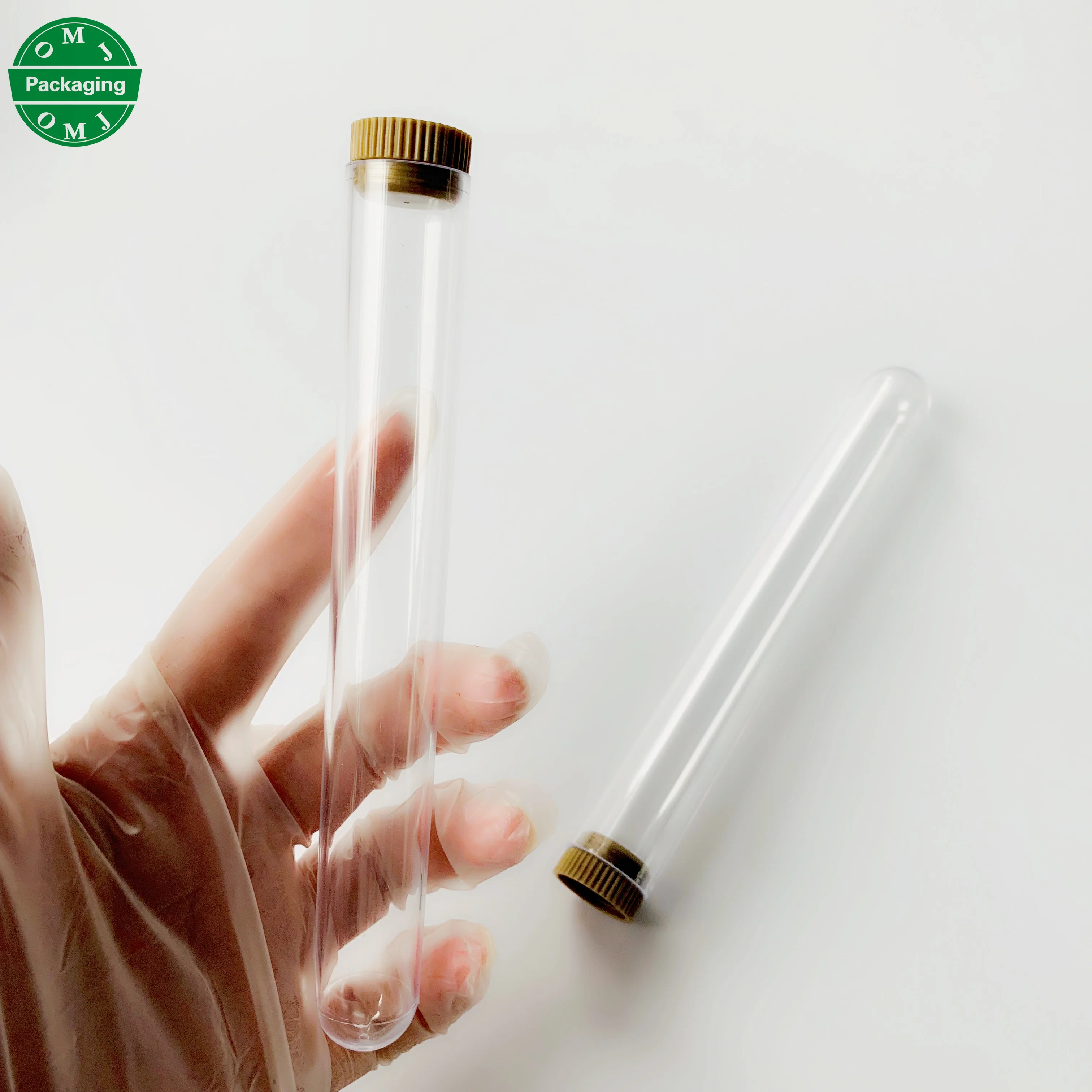 Wholesale Bulk Price 20*150mm glass /plastic cigar tube with plastic lids for storage