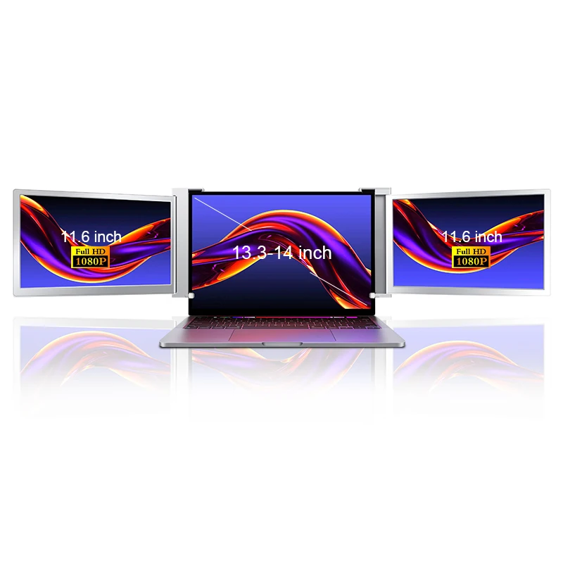 NEW arrival product 11.6 inch 1080p 4k 0-235angle triple screen portable monitor laptop USB A one cable