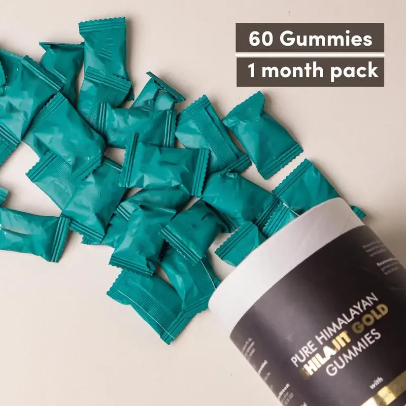 Gold Shilajit Gummy Candy Dietary Fiber Pure Himalayan Organic Shilajit Fudge Healthcare Supplement Shilajeet Gummies