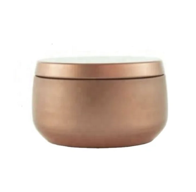 Amazon Hot Sale Deluxe Luxury 8 ounce metal candle jar with lid Rose Gold candle tins 8oz