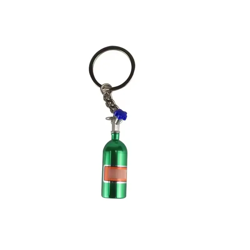 Fashion Creative Metal Nitrogen Gas Cylinder Metal Keychain Car Modification Parts Mini NOS Nitrogen Cylinder Key Ring Chain