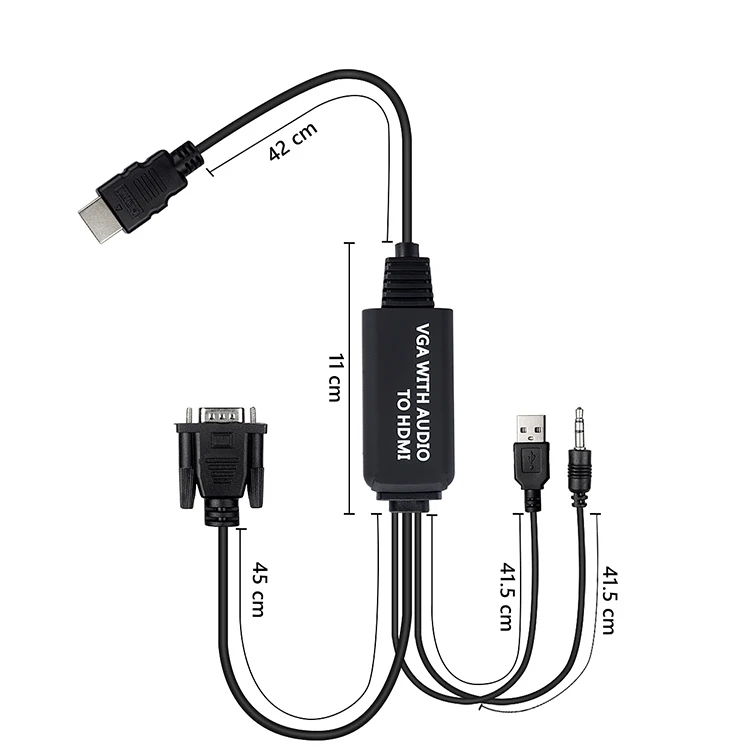 VGA в HDMI конвертер кабель с аудио для подключения старых ПК, ноутбук к новым HDTV, монитор, дисплей Active мужской VGA-HDMI вне