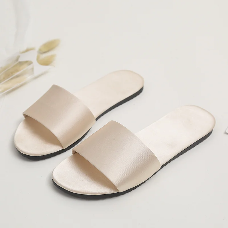 Wedding Party Satin Slippers For Bride Bridesmaid Bachelorette Party Team Bridesmaid Gift Non-Slip Satin Soft Wedding Shoes