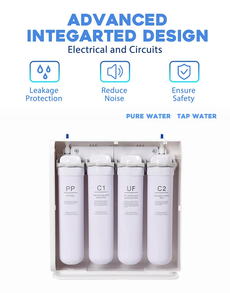 hot sell drinking water machine 4 stages alkaline water electric domestic membrane fast change uf countertop water dispenser
