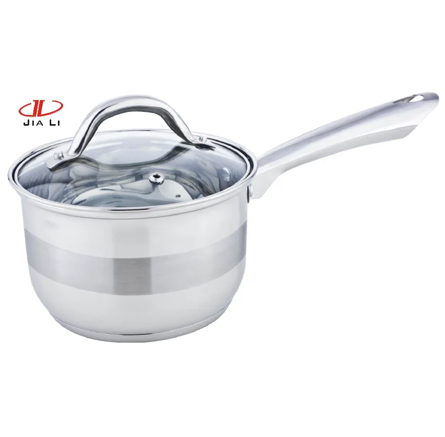 2023 New design houseware stainless steel kitchen Wares Sauce Pan Casserole outdoor Camping with glass lid