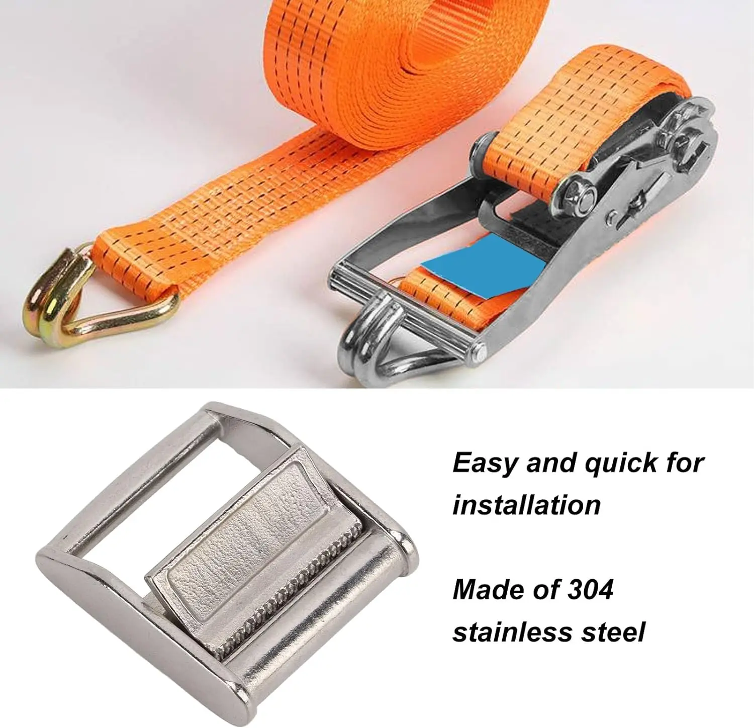 Stainless Steel 38mm Cam Buckle Tie Down Strap Lock for Marine & Car Roof Racks Secure Kayaks and Canoes