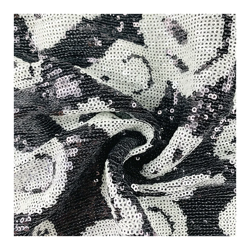 Factory price wholesale embroidered sequin fabric Luminous embroidery piece 100% polyester for dress