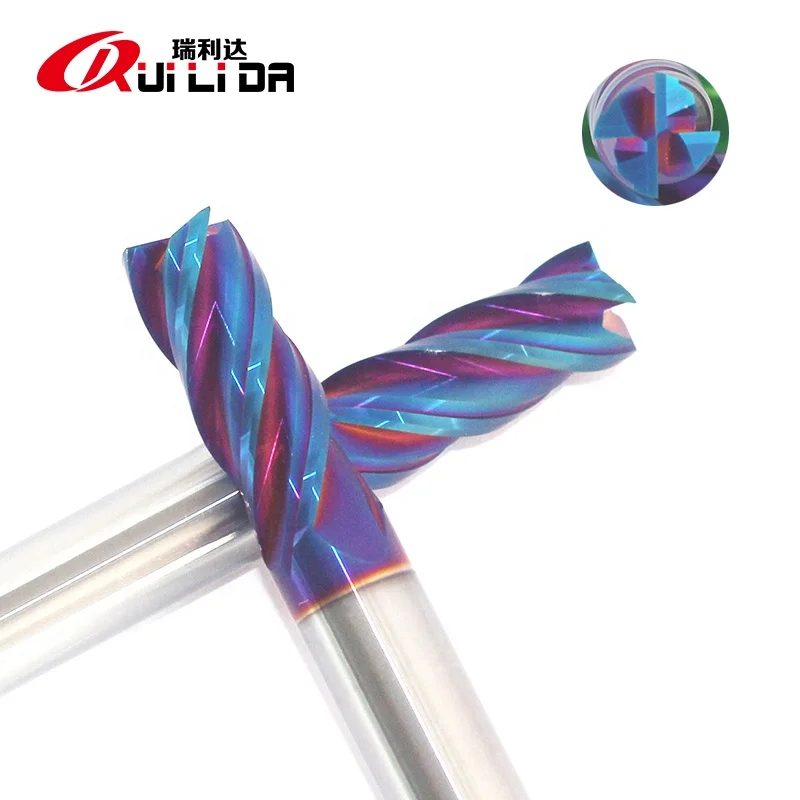 RLD 2020 famous high hardness carbide cutting tools blue naco coating flat end mills 4 flutes