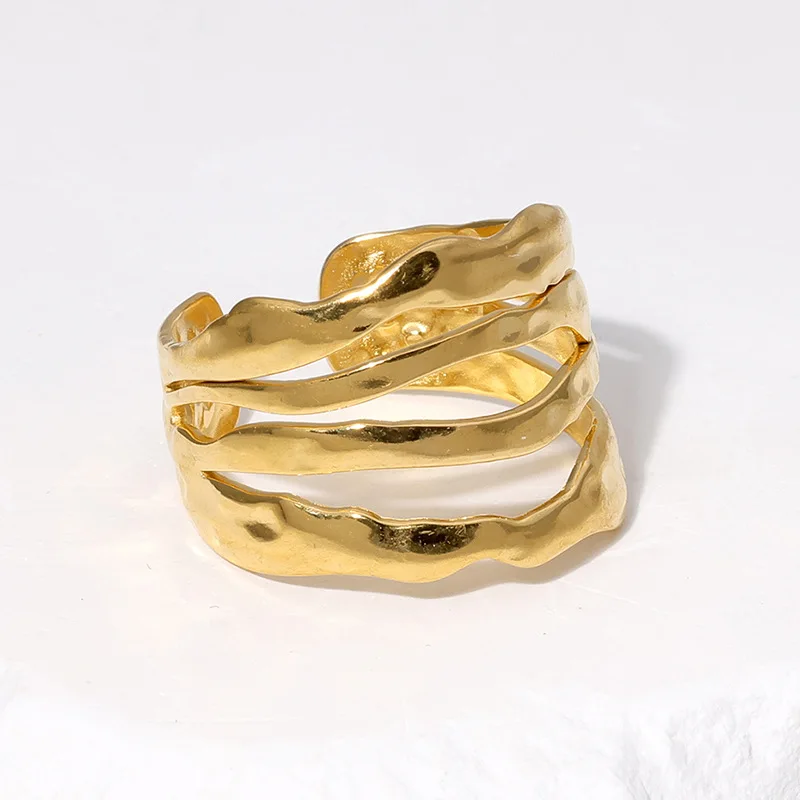 Wholesale Fashion Irregular Gold Plated Stainless Steel Ring for Women