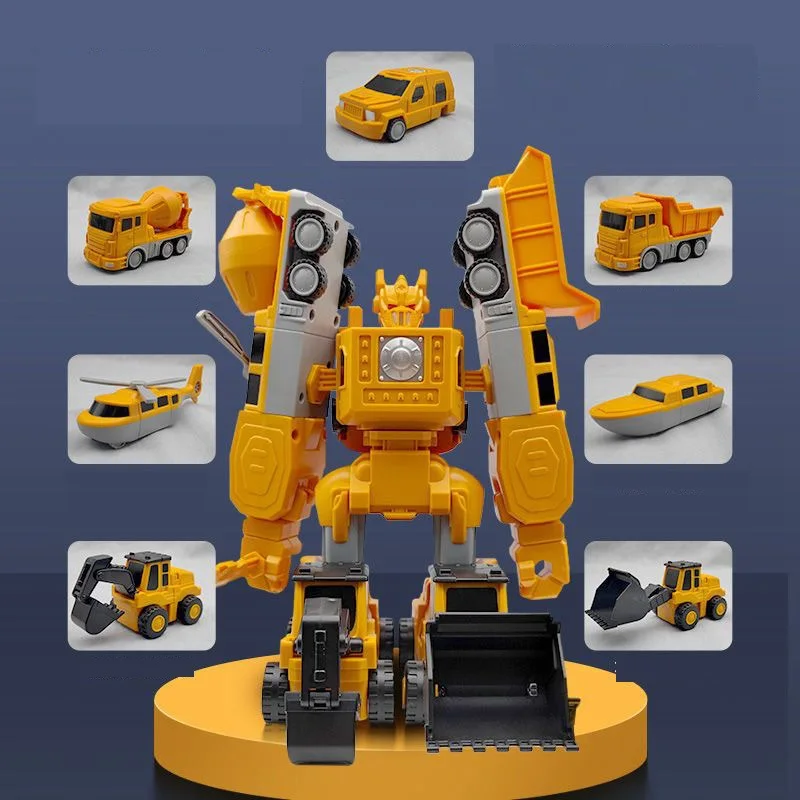 Hot Selling Kids Robot Toys Magnetic Transform Engineering Car Assembled Toys Construction Vehicles Building Blocks Toys