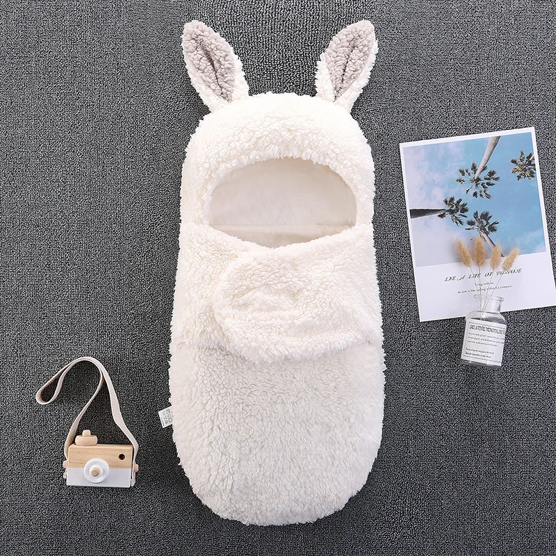 Hot selling newborn baby double layer thickening warm solid color knitted swaddle blanket for autumn and winter