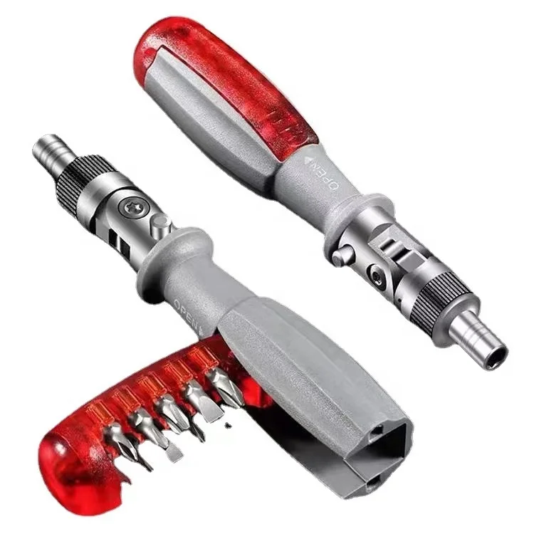 10 in 1 180 Degree Ratchet Screwdriver Set With Screwdriver Bits S2 Repair Tools The head rotates 180 degree at any angle