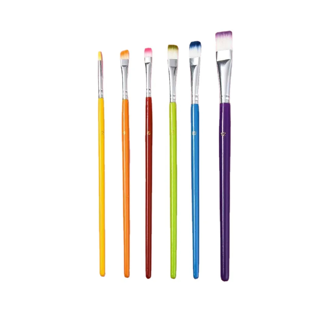 Opeth Art Brush Set 6pcs Acrylic Watercolor Colorful Graffiti Brush,Rainbow Pole Macaron Brushes Factory Wholesale