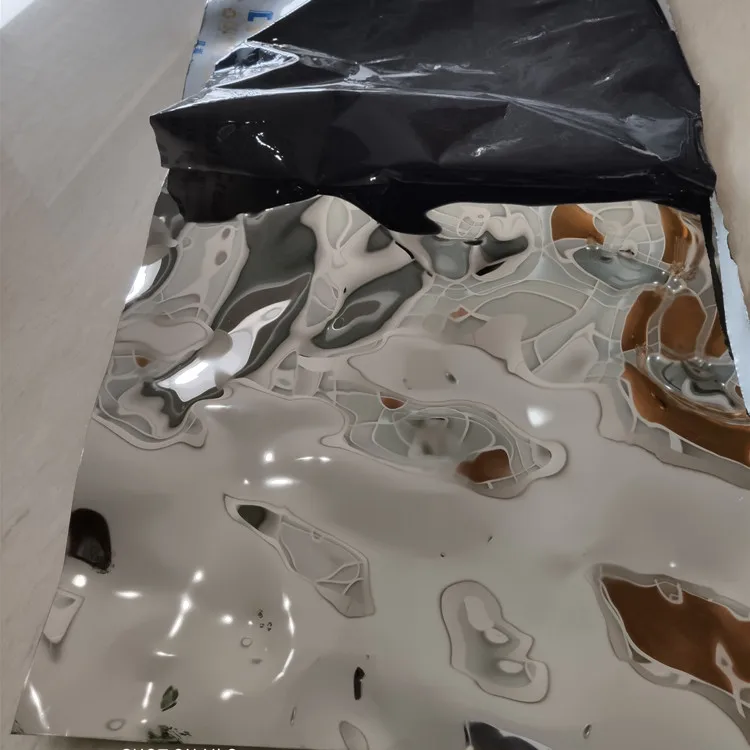 decorative mirror silver stainless steel sheet Rippled water wave metal cladding panel
