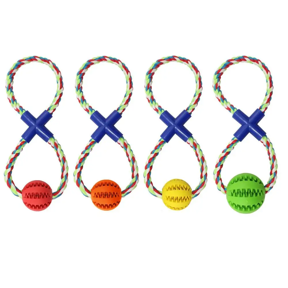 Pet Chewing Toys Cotton Rope Tooth Cleaning Silicone Rugby Ball Toy