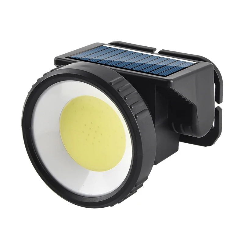 Dual light source cob flood solar panel headlamp usb rechargeable led head lamp torch headlamp