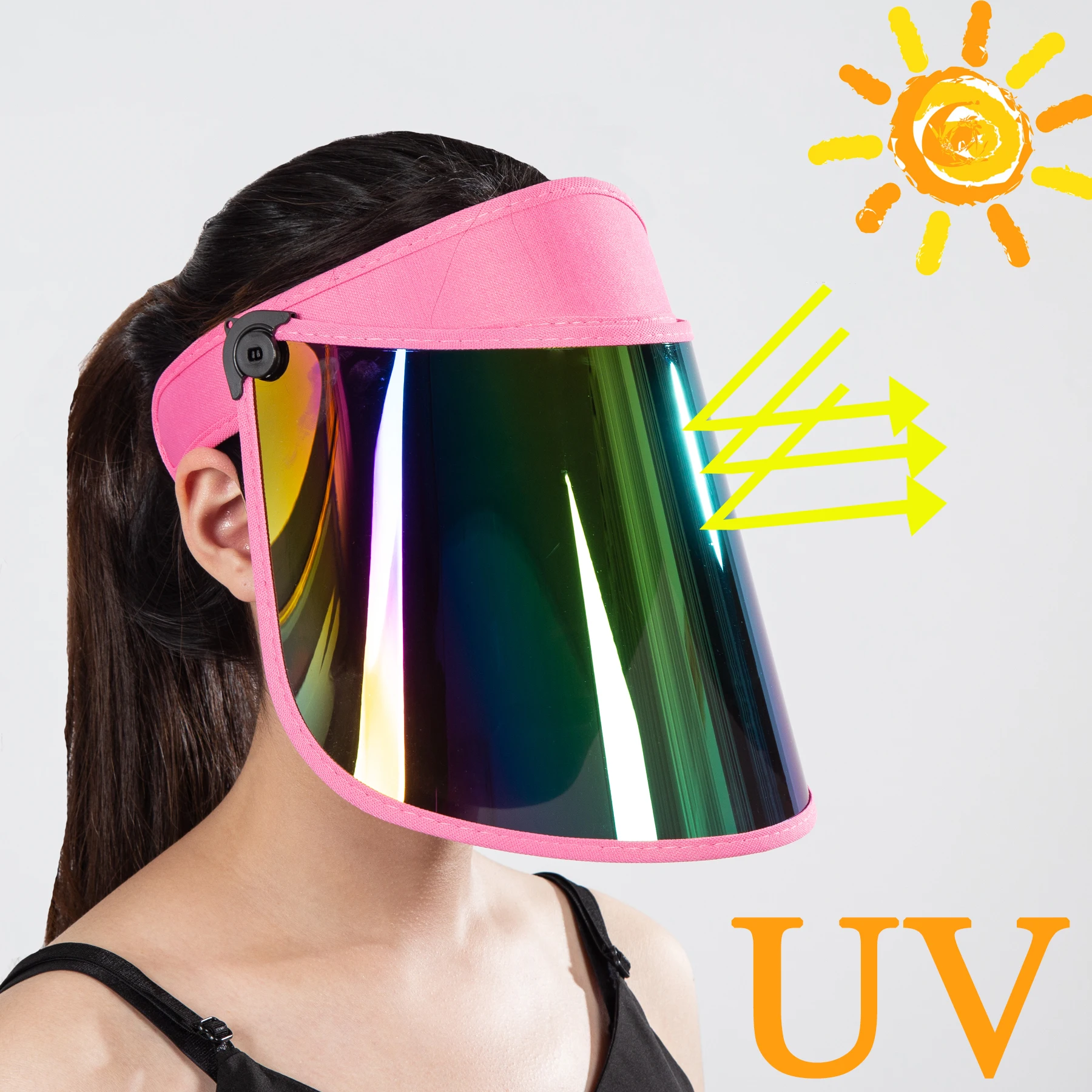 Anti-ultraviolet Anti-scratch Sun Visor Uv Protection Soft Plastic Sun Visor Hat Sun Hat With Mirror Hollow Top Hat