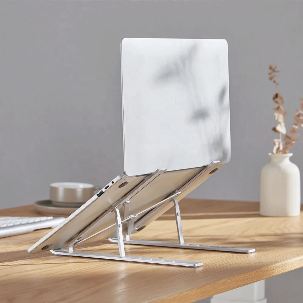 Wholesale Home Office Ergonomic Portable Mobile Foldable Adjustment Aluminum Notebook Laptop Stand for Desk