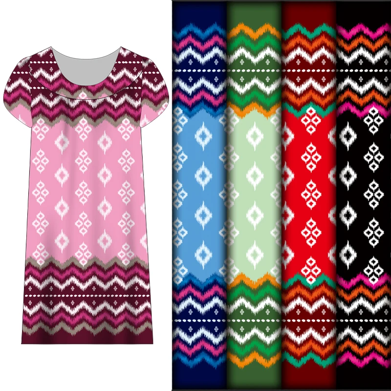 Gradient Bohemian style with regular diamond pattern snowflake terylene digital printing fabric woman dress and skirt/Tshirt