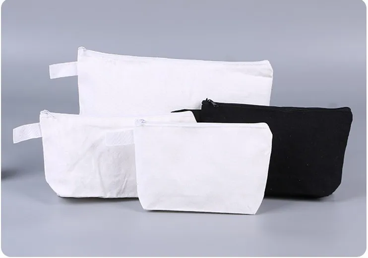 DIY Blank Fabric Blank Canvas Zipper Pouch Craft Pen Bag Multi-purpose Cosmetic Bag To Store Personal Belongings For Travel
