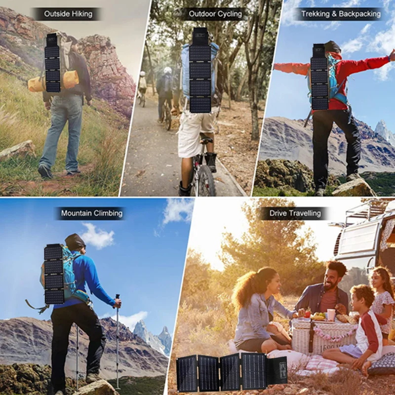 DEMUDA 100w crystalline complete set up portable large folding 2 USB solar panel For Portable Power Station