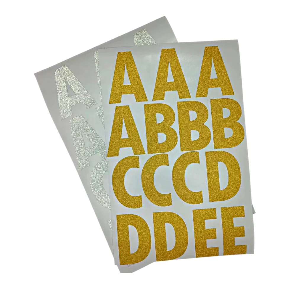 Factory Direct Sales Small White and Black Glitter Permanent Adhesive Vinyl Alphabet Stickers
