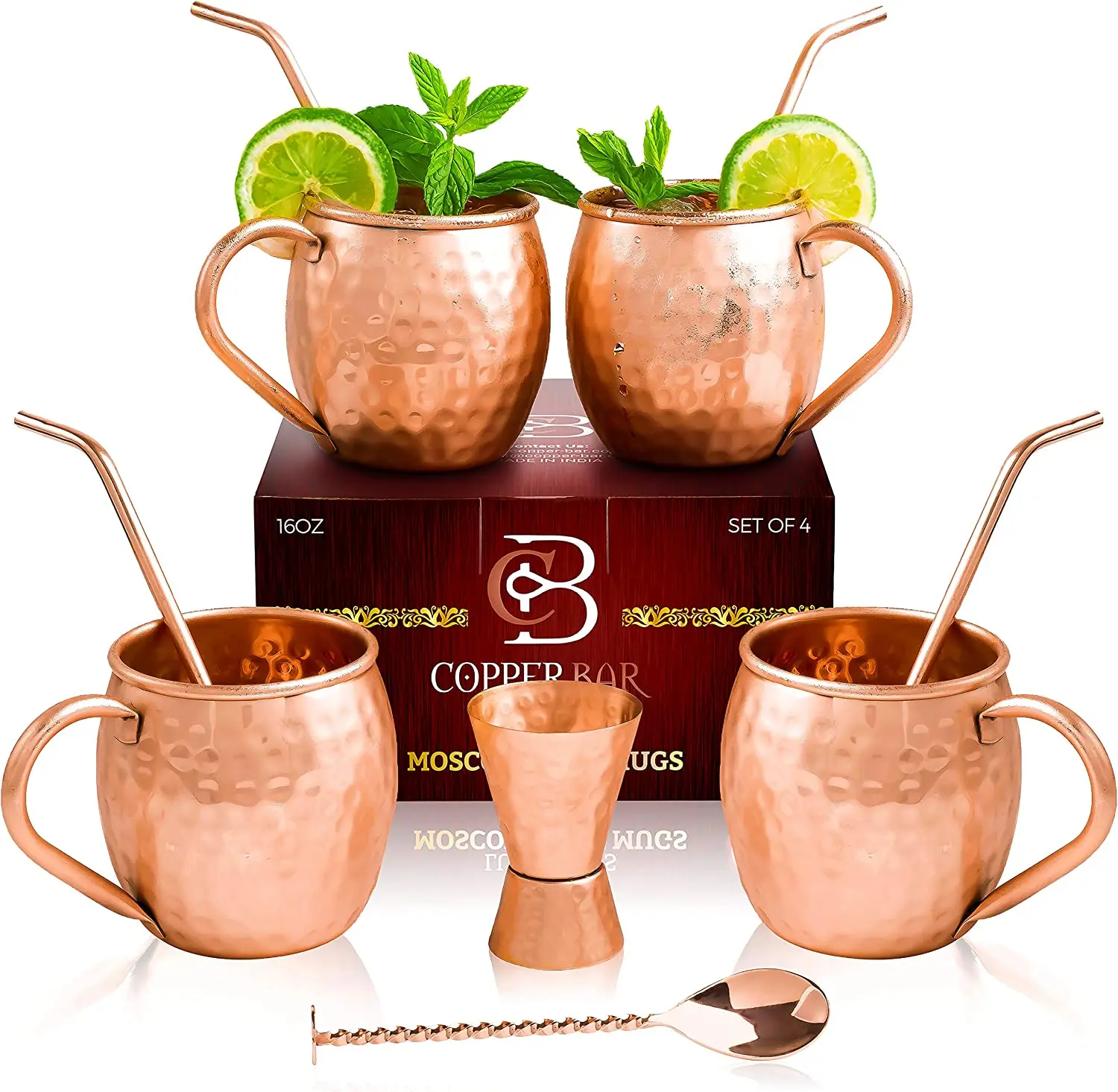 100% Authentic Hammered Copper Mug with FREE Copper Shot Glass