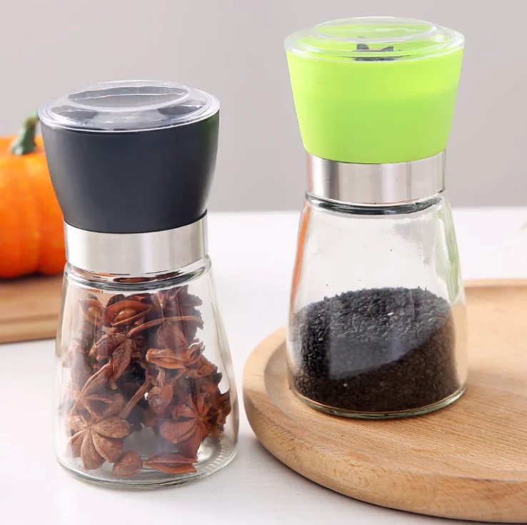 Manual glass black pepper grinder creative kitchen supplies pepper grinder black paste pepper spices seasoning bottle