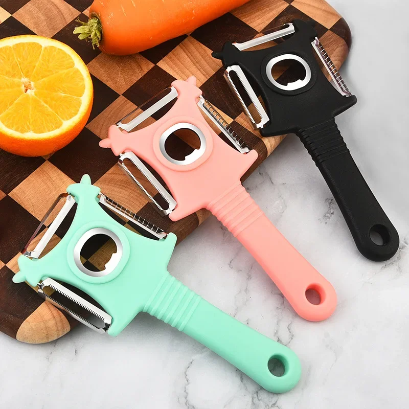 2024 New Design Multifunctional Kitchen Gadgets 3-in-1 Fruit Paring Knife Stainless Steel Scraper