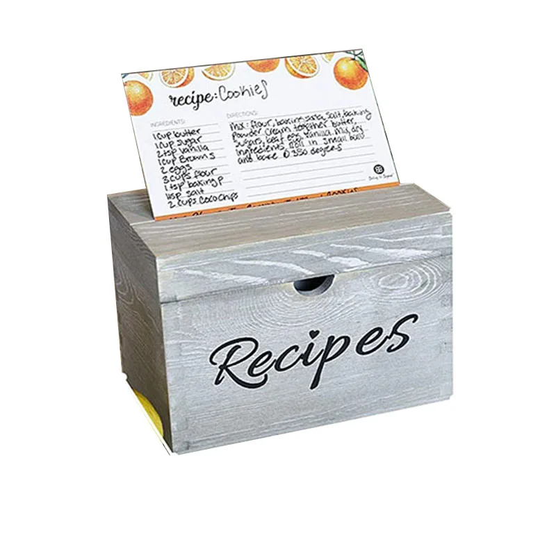 Customized Wooden Recipe Box With Cards And Dividers Wood Recipe Box Recipe Box For Cooking