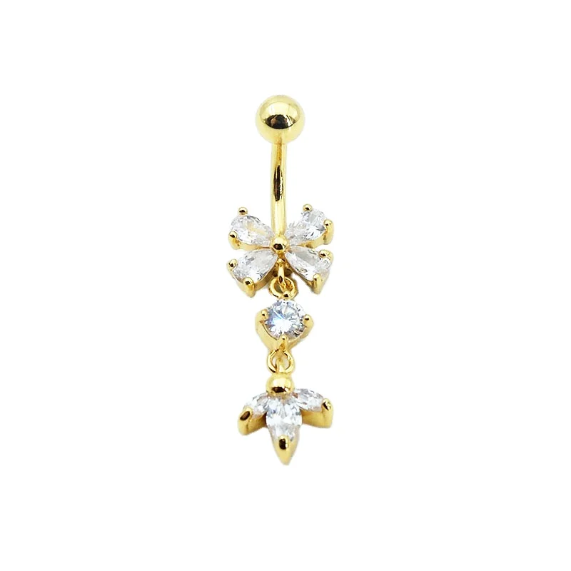 Copper Alloy Casting Butterfly Cubic Zirconia Brass Belly Button Rings