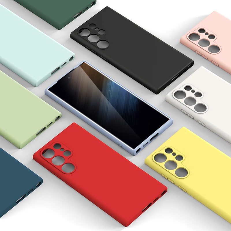 Silicon Case For Samsung S23 Ultra Case Silicone Phone Case Protective Soft TPU Cell Phone Cover For Samsung S23 S22 A04E A14