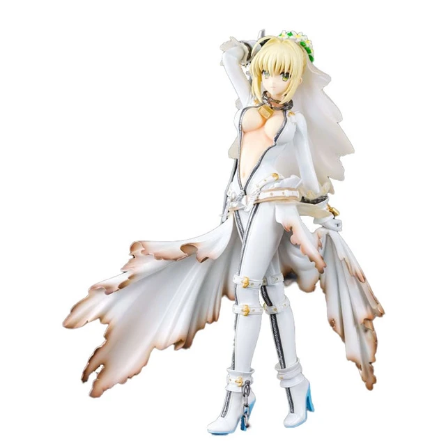 22cm Figures Popular Hot Anime Saber Fate Stay Night Extra CCCC Bride Model Dolls Toy Gift Collect Ornaments PVC Material