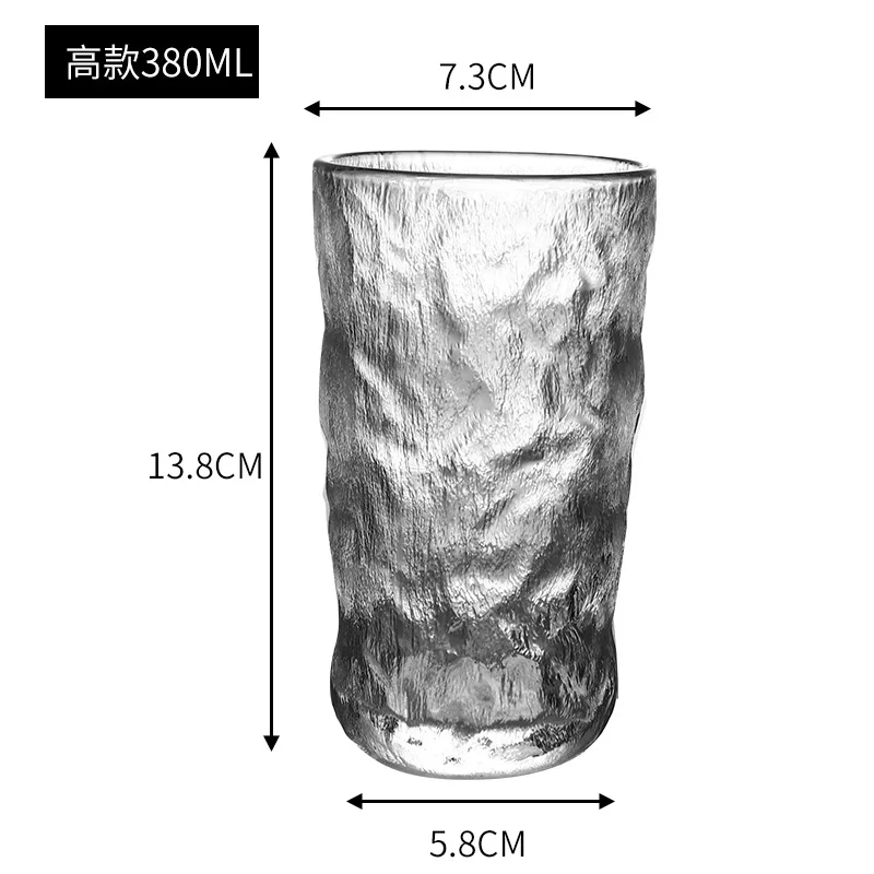 Glass Mug hammered teacup Japanese tree pattern simple transparent brewing tea cup iceberg glass