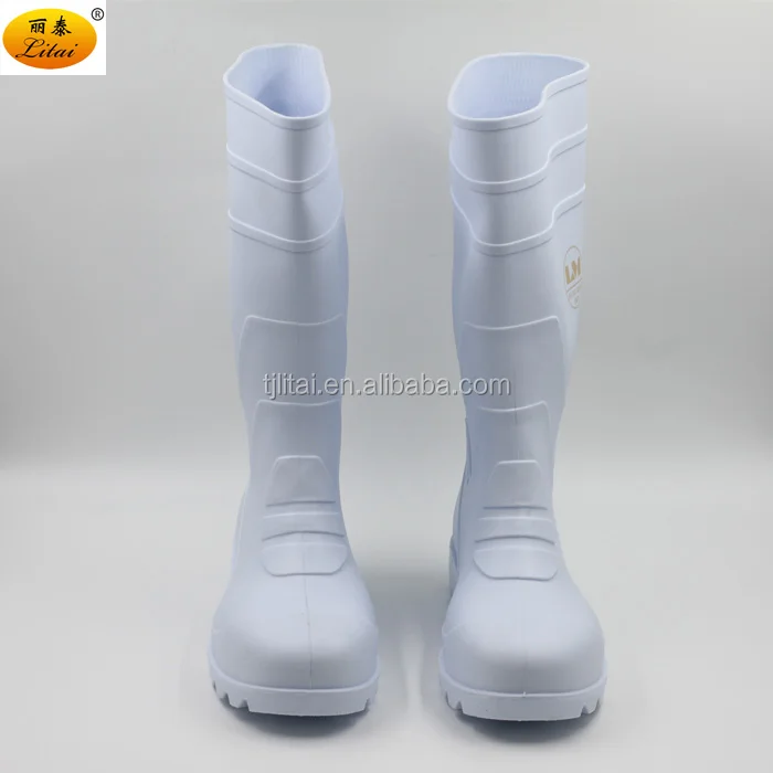 unisex cheap white custom work anti-slip safety shoes wellington white pvc rain boots gum boots for foods