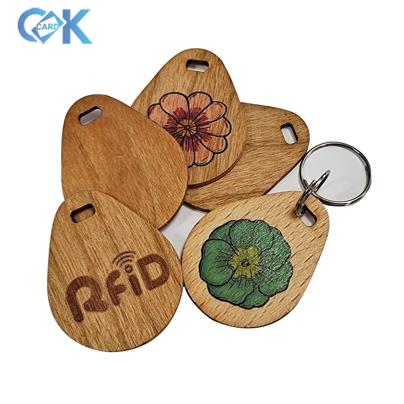 Wholesale Factory Customized Smart Access Control Key Tag Hotel Door Key Card Wooden NFC Key Chain