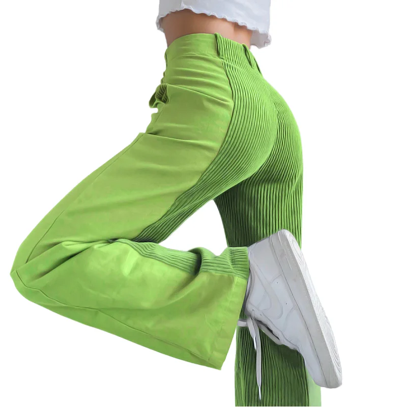 New arrival corduroy pant winter thicken warm casual trousers for women autumn wide leg pants