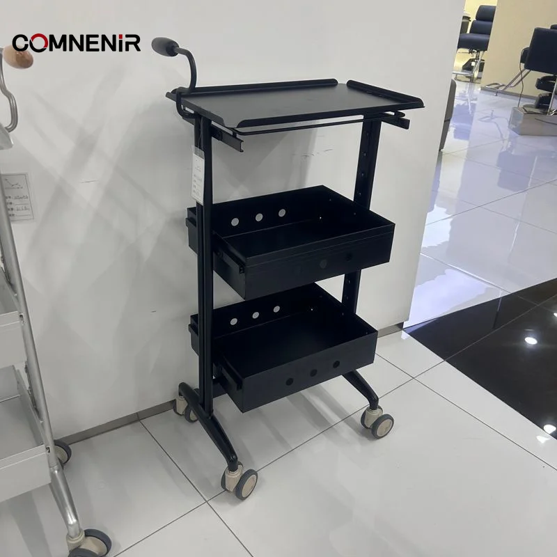 Professional Aluminium Hair Salon Trolley Plastic Beauty Tool with Hair Wheel-for School Use