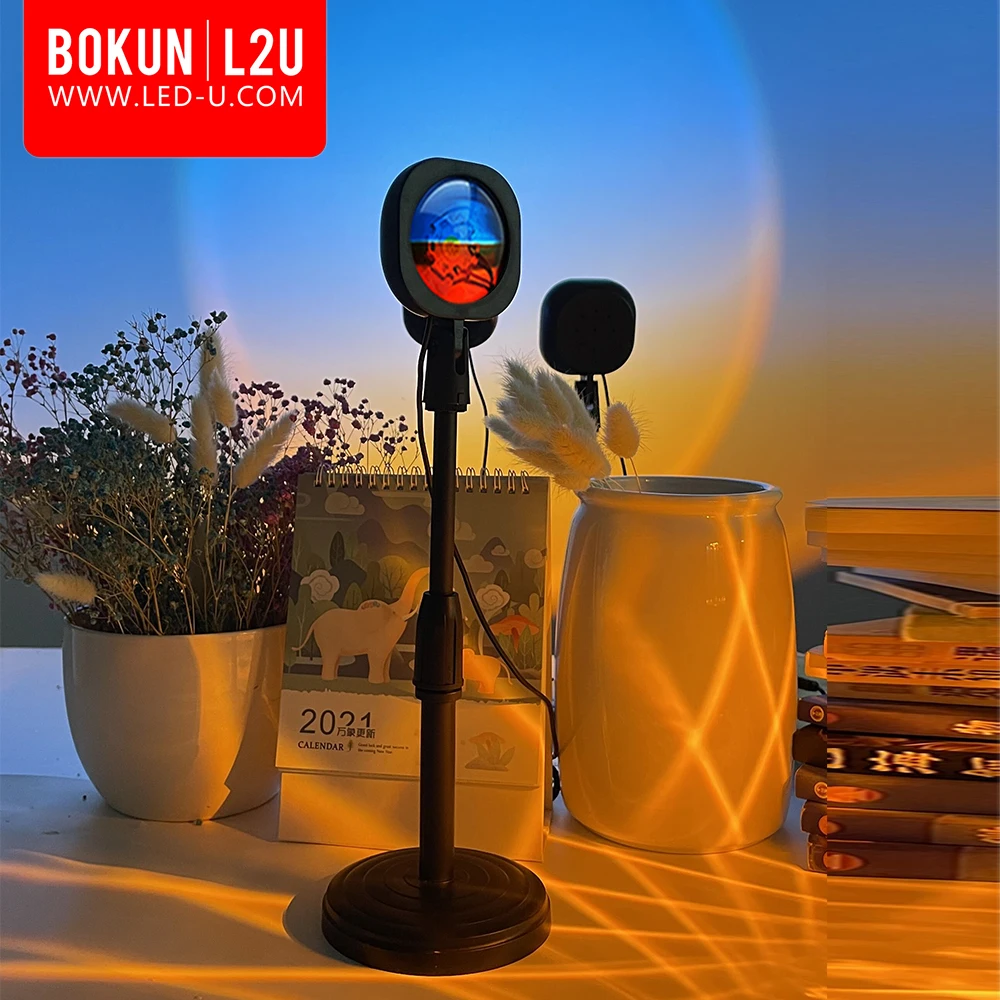 BOKUN huge dropship ocean coastline horizon dawn sunset projection lamp coastline beach sunset lamp proyector