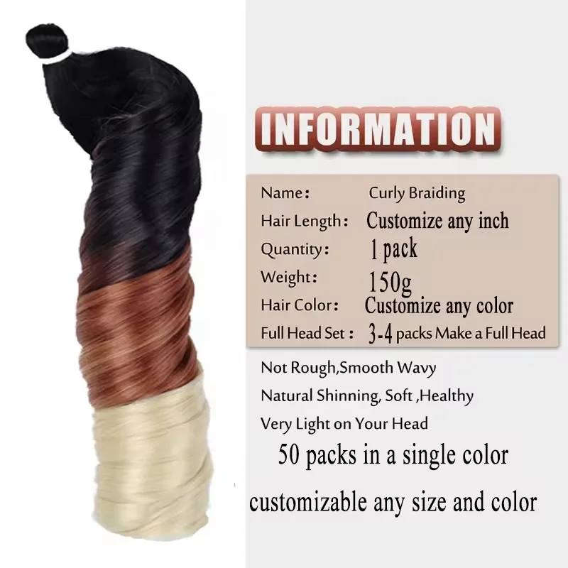 150g Display Loose Body Wave Pony Style Spiral Curl Crochet Braid French Curls Synthetic Hair Extensions  Curly Braiding Hair