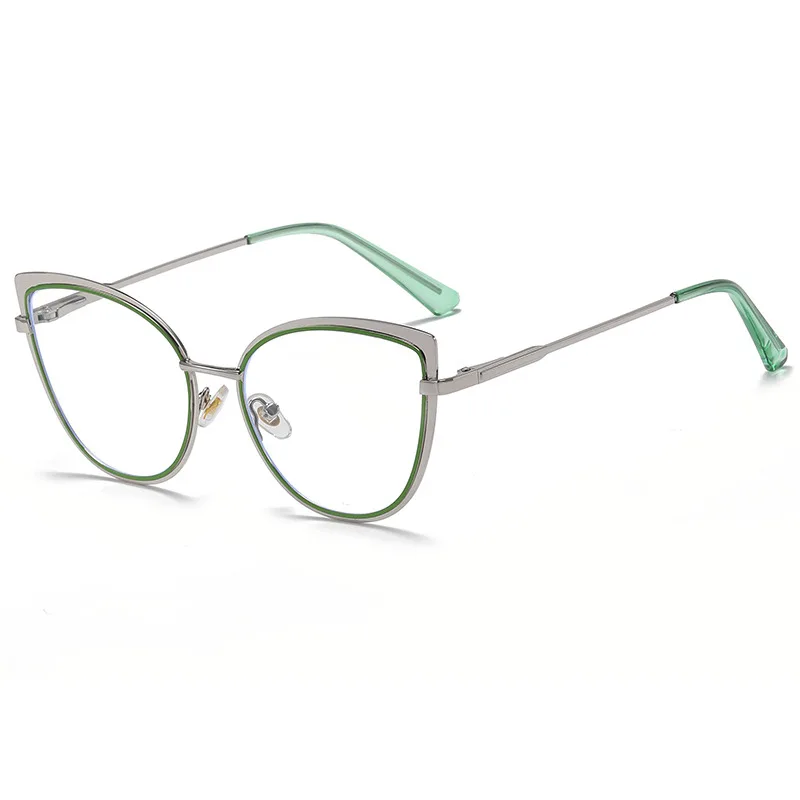 8327 Photochromic Hot Sale Ladies Metal Cat Eye Eyeglasses Frame Anti Blue Light Optical Computer Glasses Frame Anti Reflection