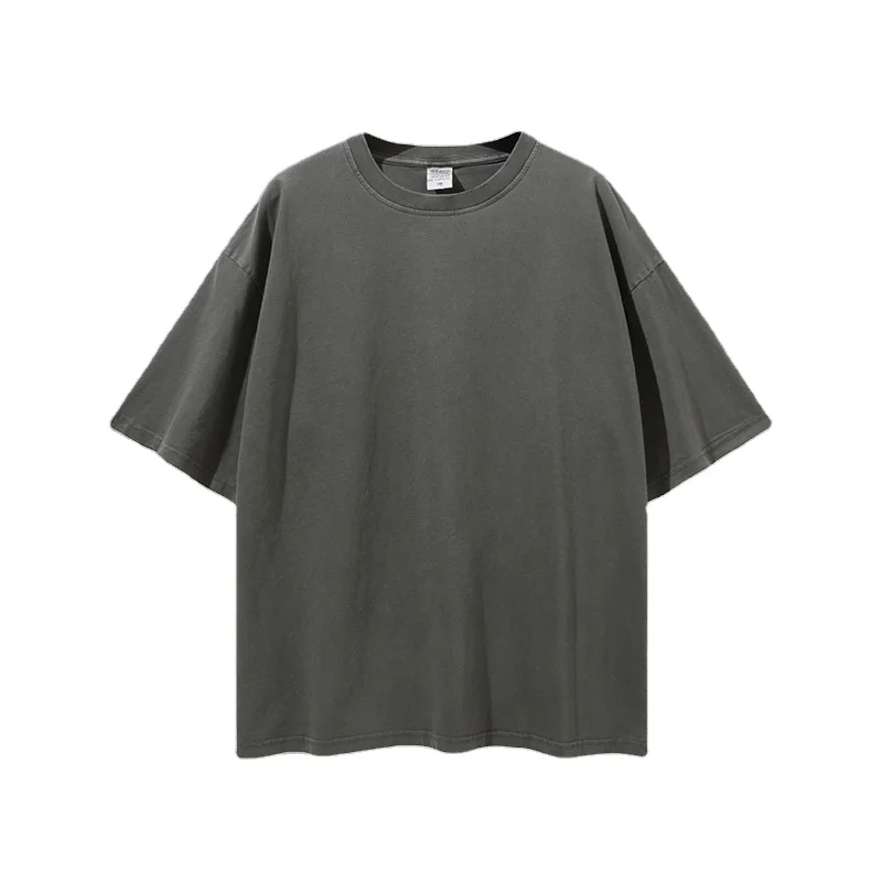 Top Cotton Camisetas Vintage Shirts Cotton Acid Wash T-shirt Enzyme Wash Drop Shoulder Oversized Tshirt Graphic Shirt For Men