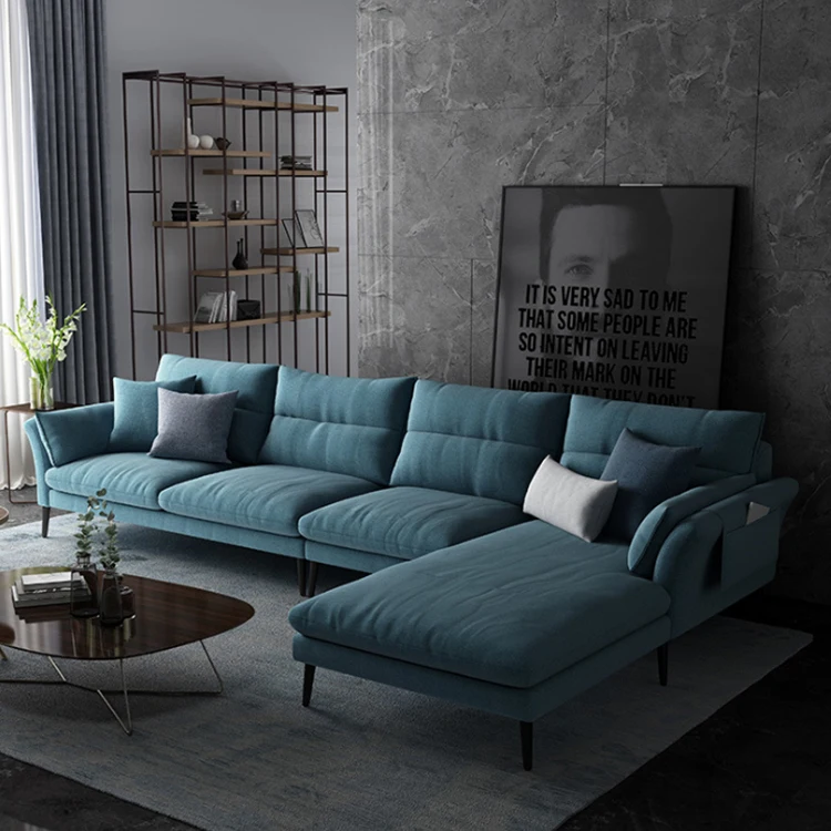 Italian style l shape fabric corner living room sofa