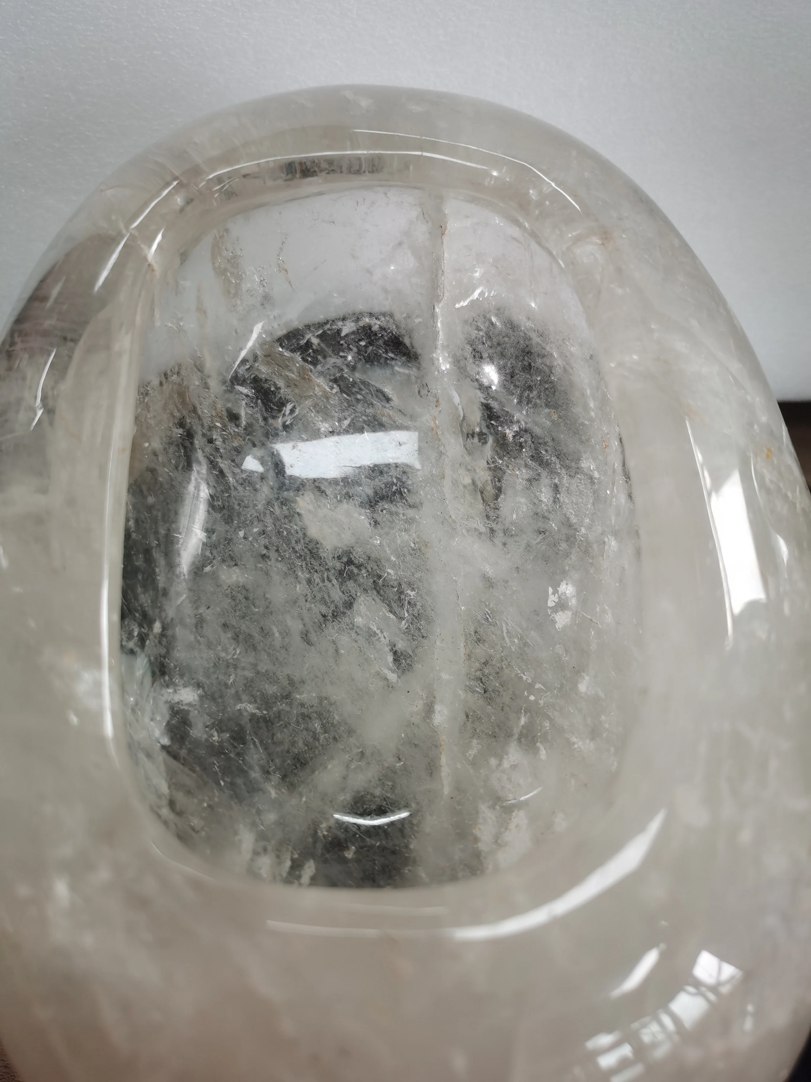 Luxury clear quartz fluorite crystal bowl gift oval shaped crysta singing bowl jar for Home decoration