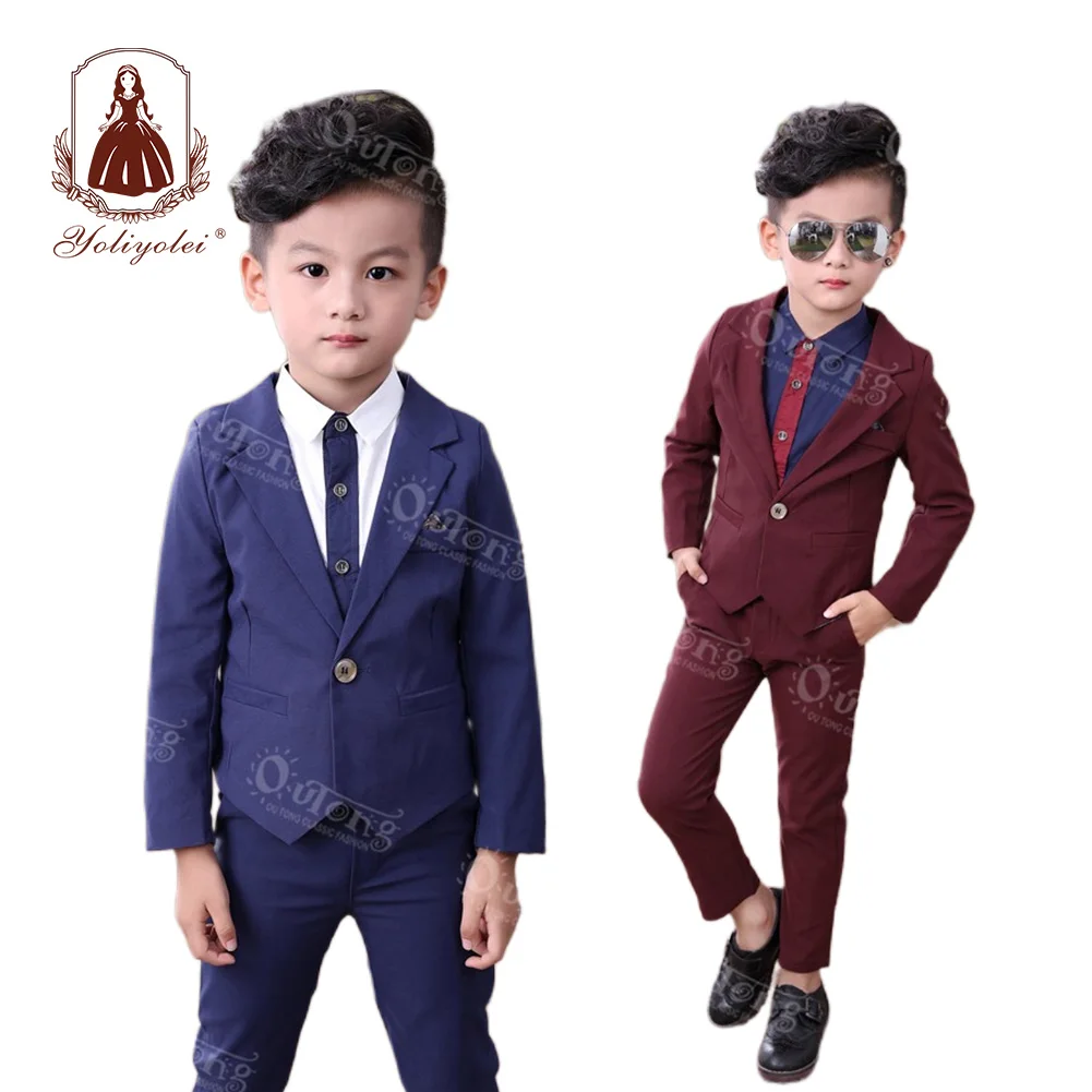 Yoliyolei Boys Blazers Kids Boy Suits For Weddings Prom Suits Formal Dress Kids Tuxedo Children Clothing Set