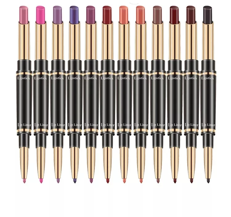 Новинка 2022 года оптовая продажа набор водостойких матовых помад и губ 2 в 1 с логотипом OEM