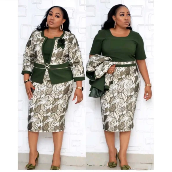 H & D Wholesale Price New Style African Women Coat Plus Size dress two-pieces Suit Ladies print Dress
