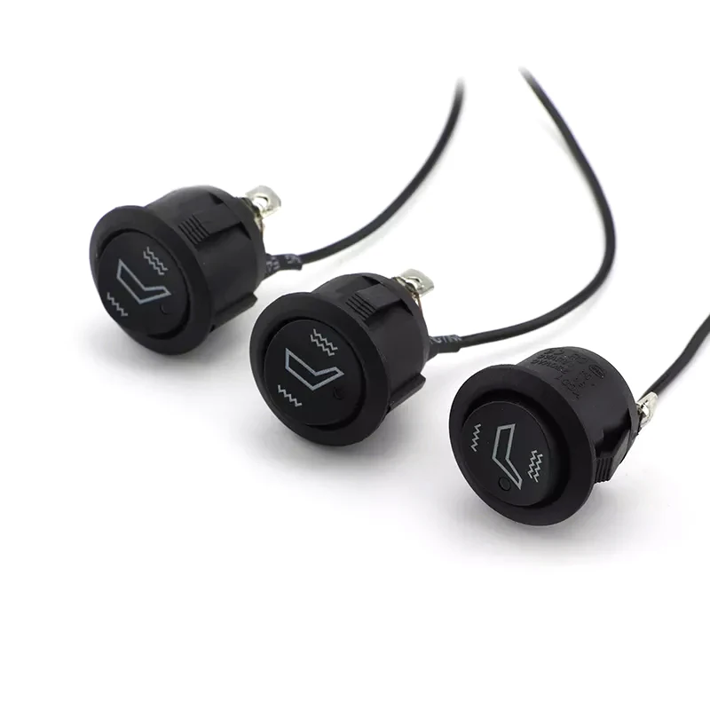 Car Seat heating switch with wire KCD1 Round 3-pin 3 position Black Rocker Switch with light