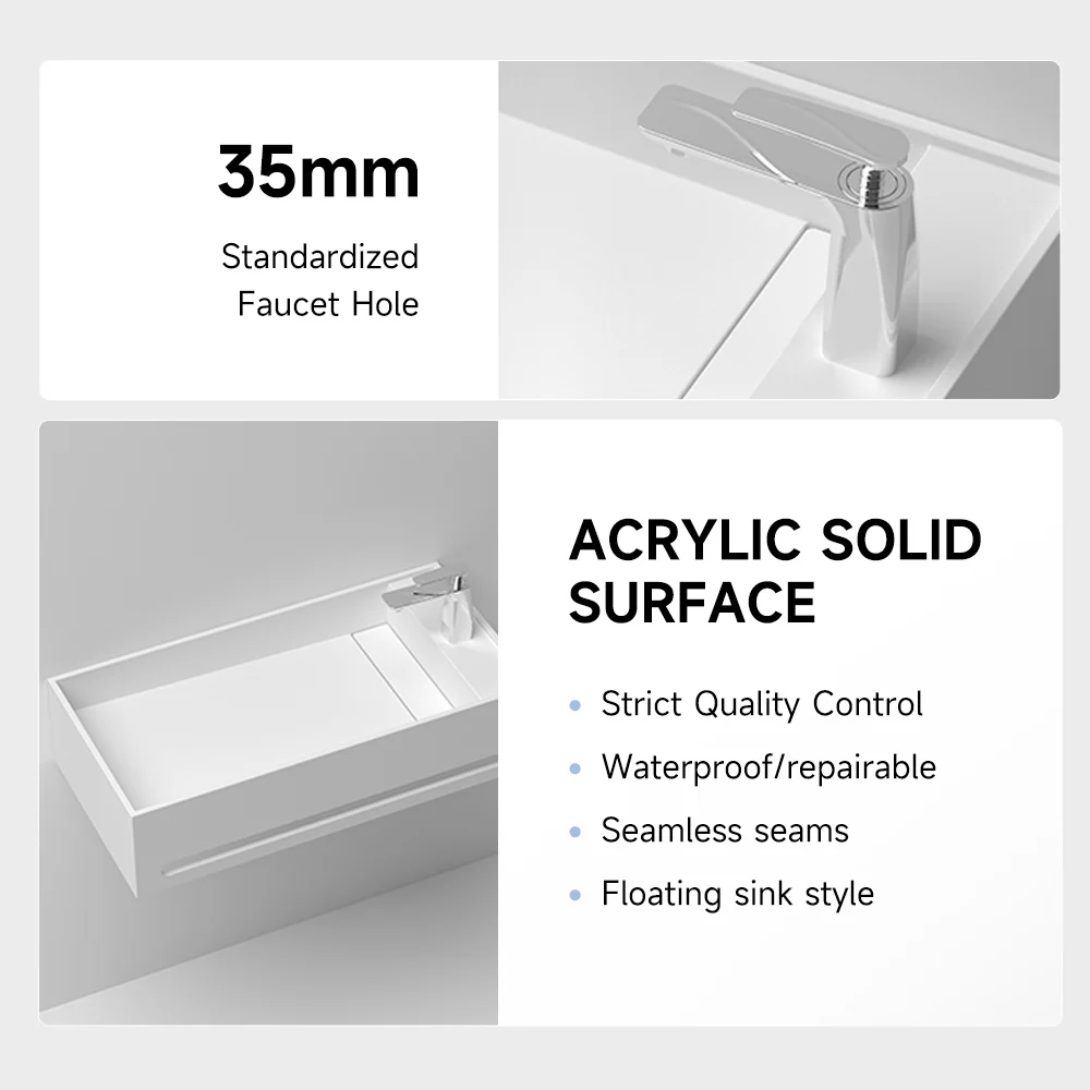 Wall Hung Wash Basin Floating Sink Fanwin Wall Hung Rectangle Console Sink Bathroom Artificial Stone Modern 3 Years 1 Pcs T/T